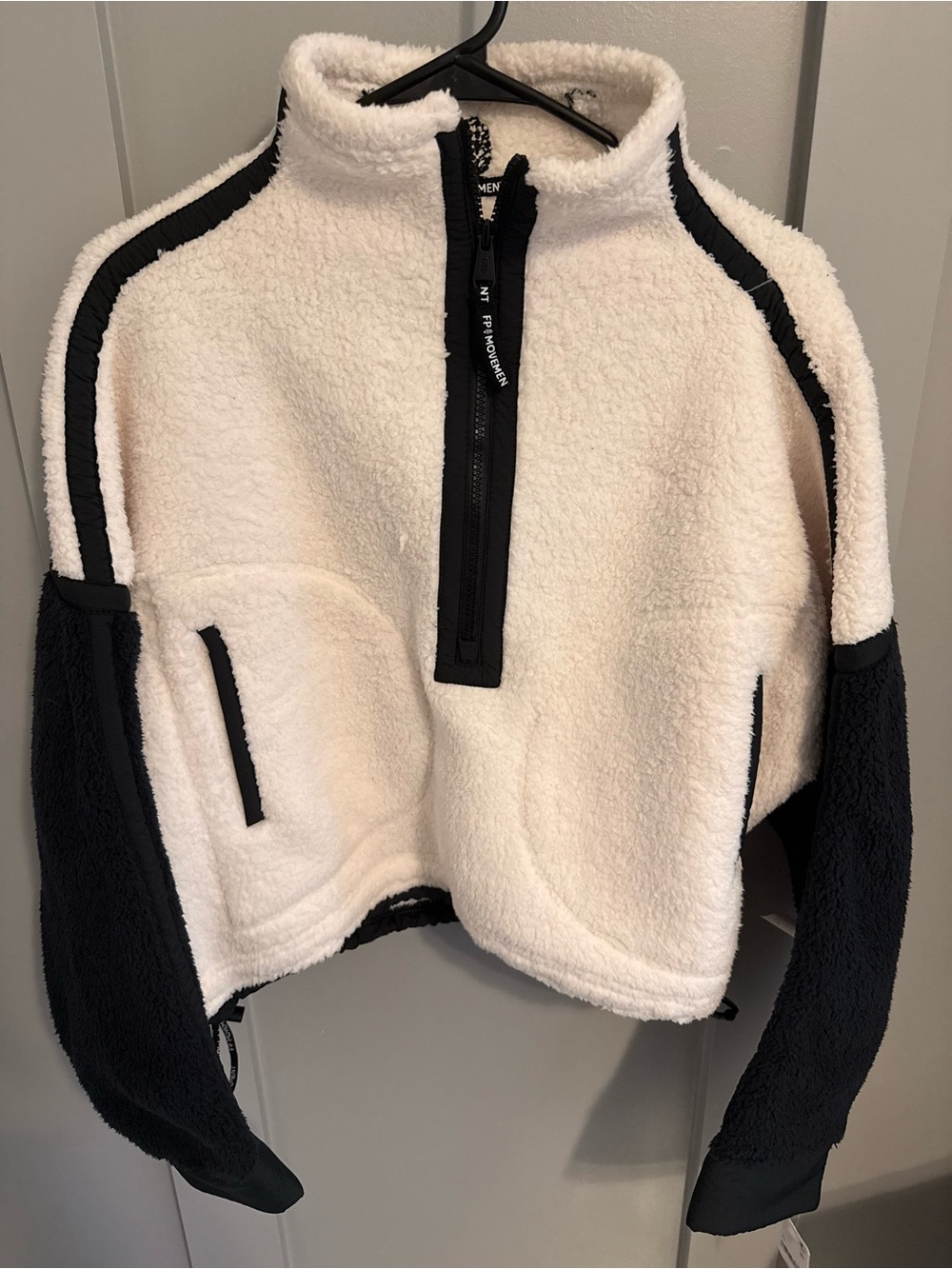 Women's white and Black Fleece half zip fleece free people